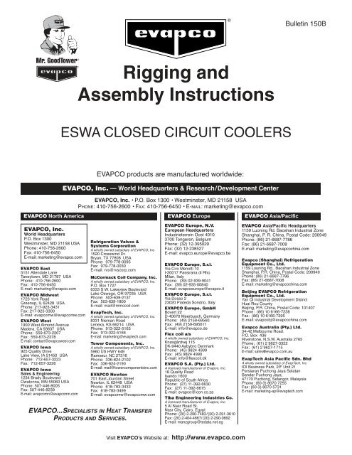 ESWA Induced Draft Closed Circuit Fluid Coolers ... - EVAPCO.com.au