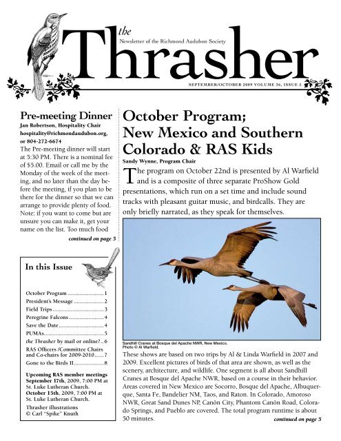 September - October 2009 (PDF) - Richmond Audubon Society