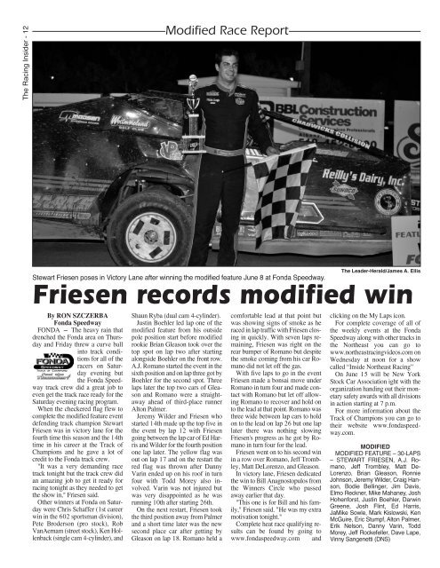 Fonda Speedway - The Leader Herald
