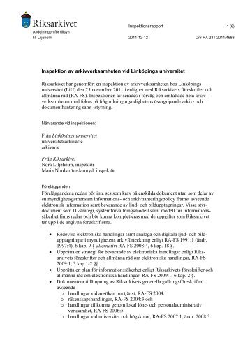 Inspektionsrapport, pdf - Riksarkivet