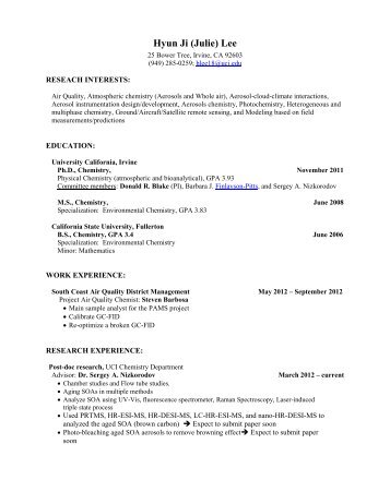 curriculum vitae - UCI Aerosol Photochemistry Group::Sergey ...