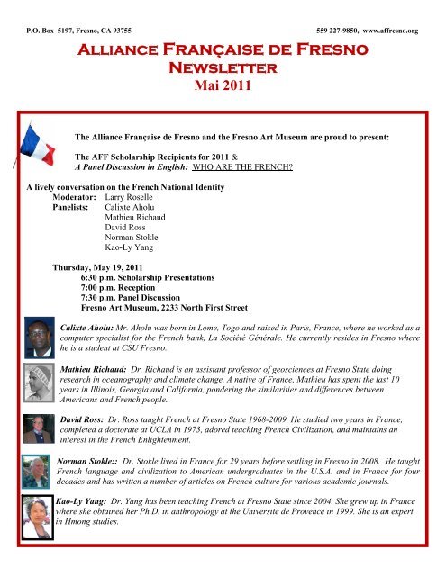 Alliance Française de Fresno Newsletter Mai 2011
