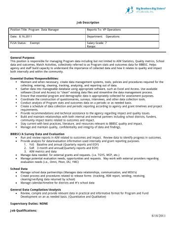 job description data manager
