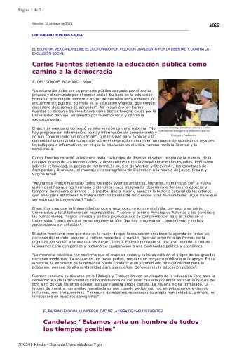 Carlos Fuentes defiende la educaciÃ³n pÃºblica como camino a la ...