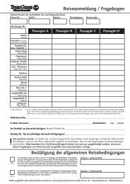 Reiseanmeldung / Fragebogen