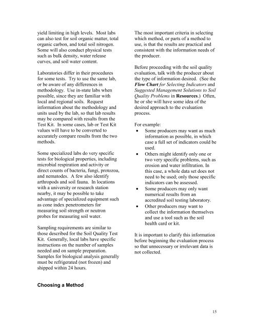 Guidelines for Soil Quality Assessment in Conservation Planning