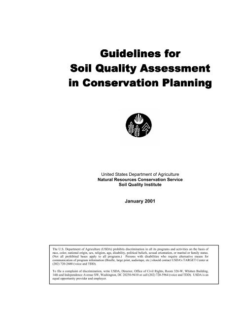 Guidelines for Soil Quality Assessment in Conservation Planning
