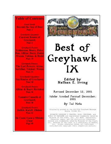 Best of Greyhawk #9 - Le Monde de Greyhawk