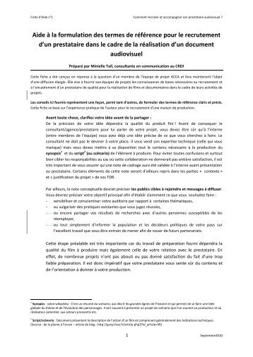 Aide à la formulation des termes de référence pour le ... - Africa Adapt