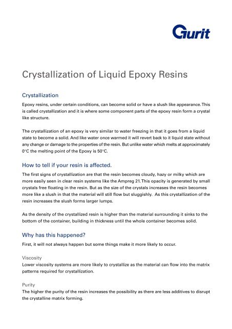 Crystallization of Liquid Epoxy Resins - Gurit