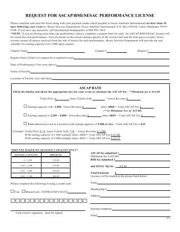 BMI/ASCAP Request Form - Region 21