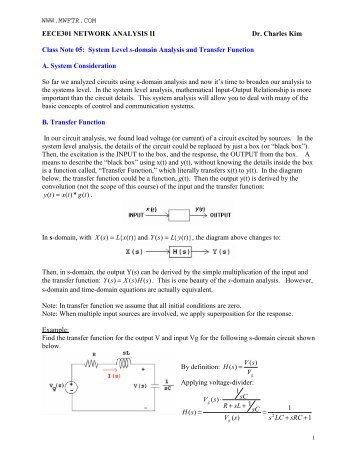 Transfer Function and Steady-State Sinusoidal Response - MWFTR