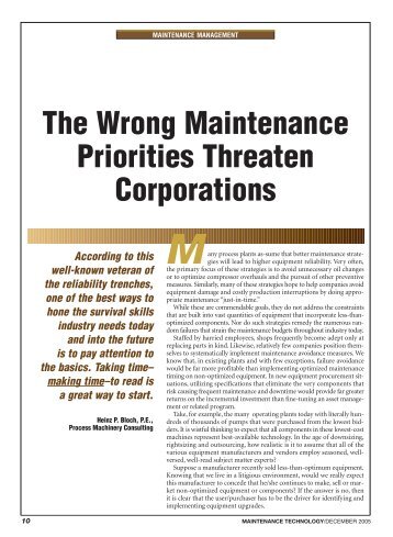 The Wrong Maintenance Priorities Threaten ... - Peerless Pump