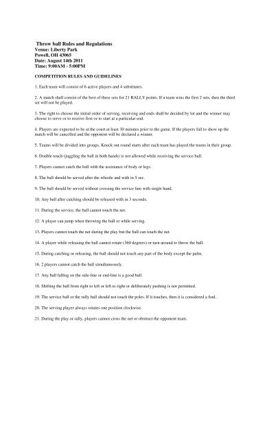 Throwball rules deals