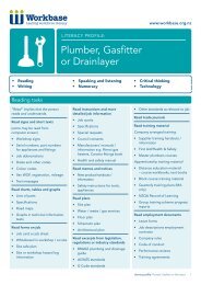 Literacy profile: Plumber, Gasfitter or Drainlayer - Workbase