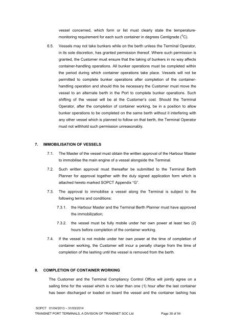 Standard Operating Procedures for Container Terminals ... - Transnet