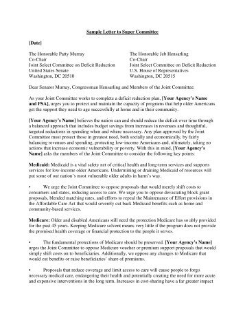 Sample Letter to Super Committee [Date] The Honorable Patty ... - n4a