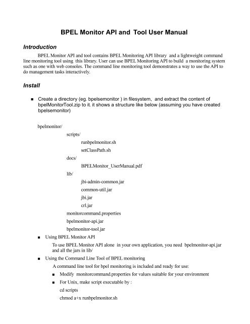 BPEL Monitor API and Tool User Manual - Open ESB Wiki - Java