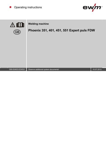 Phoenix 351, 401, 451, 551 Expert puls FDW - EWM Hightec ...