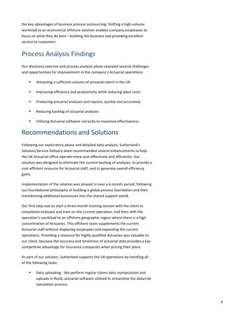 Actuarial Processes - Sutherland Global Services