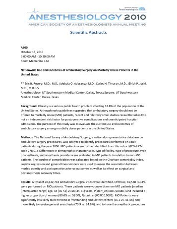 Abstract - American Society of Anesthesiologists