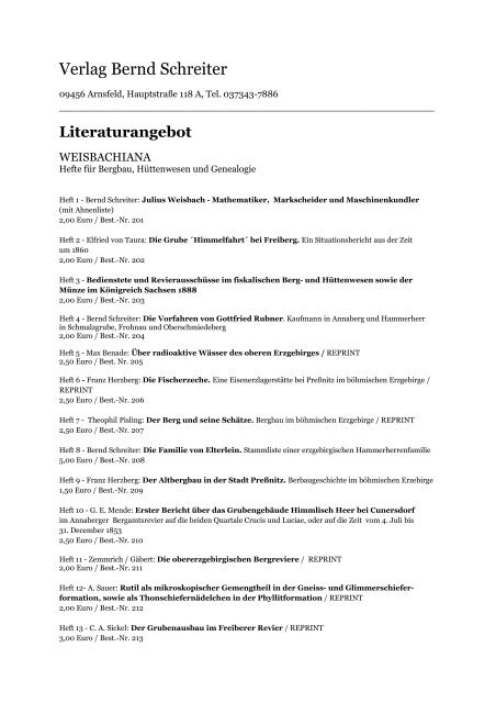Literaturangebot - Streifzüge durch die Geschichte des oberen ...
