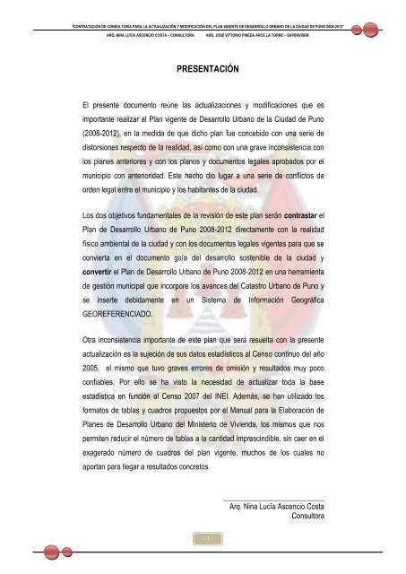 plan de desarrollo urbano de puno - actualizacion - Municipalidad ...