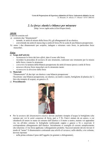 2. Le forze: elastici e bilance per misurare - I@PhT