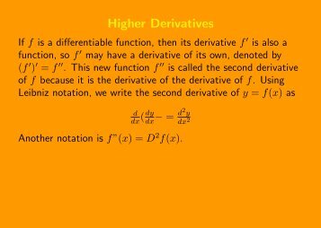 Higher Derivatives