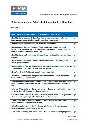 15 Alarmzeichen zum Schutz der IntimsphÃ¤re Ihrer Bewohner