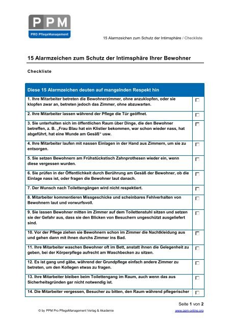 15 Alarmzeichen zum Schutz der IntimsphÃ¤re Ihrer Bewohner