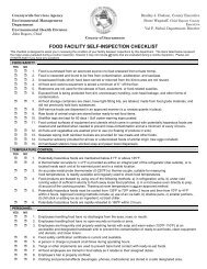 food facility self-inspection checklist - Environmental Management ...