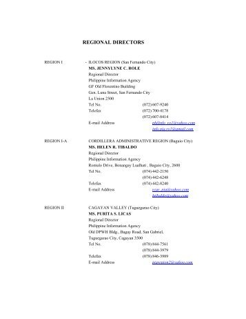 REGIONAL DIRECTORS - Philippine Information Agency