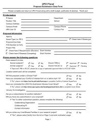 UPCI Fiscal Notification: Proposal Submission Data Form