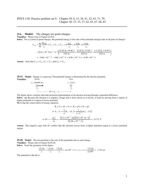 1 PHYS 1101 Practice problem set 9, Chapter 29: 6, 15, 28, 41, 52 ...