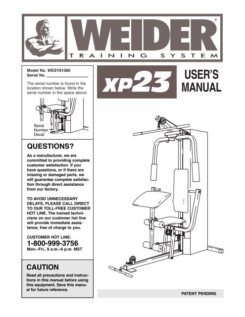 weider xp23 - Fitness Equipment