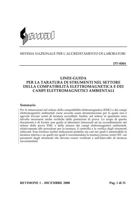 linee-guida per la taratura di strumenti nel settore della ... - Accredia