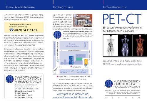 Flyer &quot;Informationen zur PET-CT&quot; - Zentrum fÃ¼r Nuklearmedizin  und ...