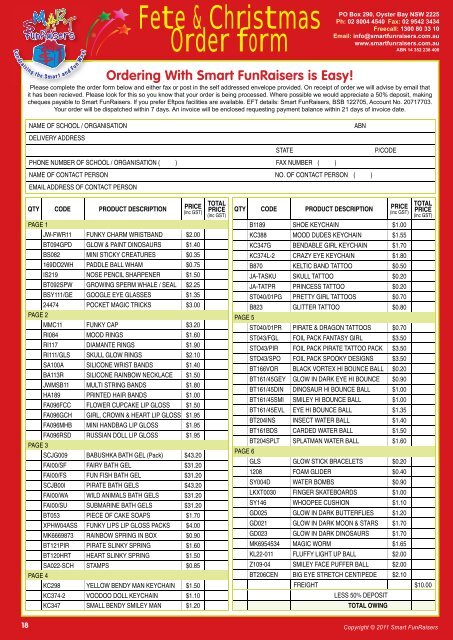 Fete & Christmas Order form - Smart FunRaisers