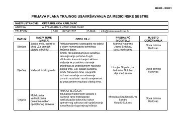 Prijava plana trajne edukacije za medicinske sestre