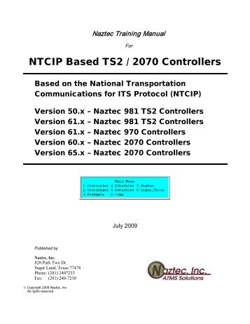 Training Manual for NTCIP Based TS2 / 2070 Controllers - HART