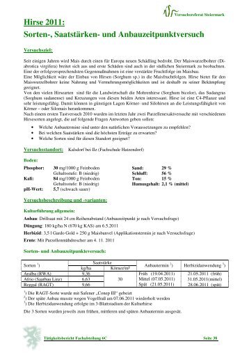 Sorten-, Saatstärken - Versuchsreferat Steiermark