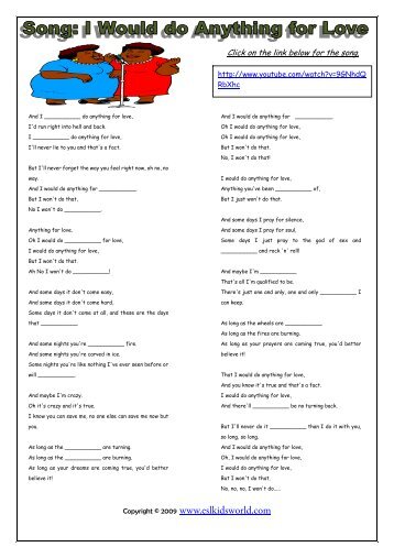 I would - Meatloaf song worksheet - ESL Kids World