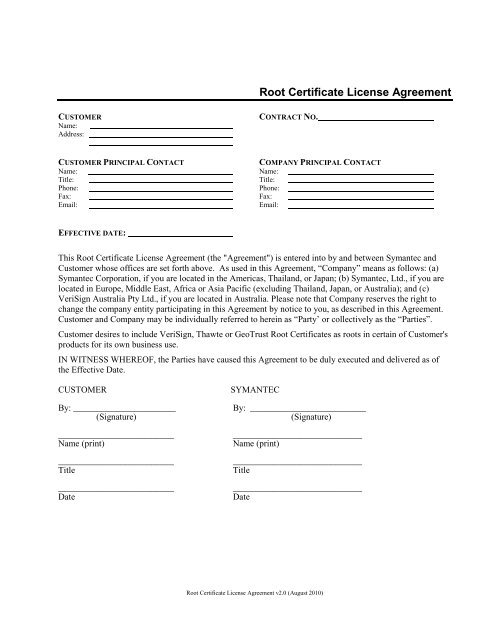 VeriSign Root Certificate License Agreement v2.0 ... - GeoTrust