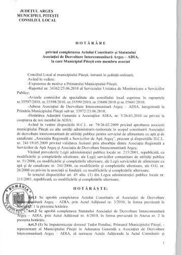 HCL 222-privind completarea Actului Constitutiv si Statutului ...