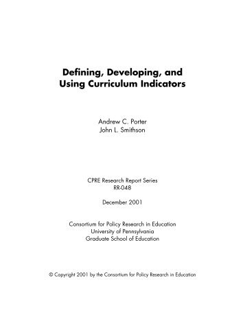 Defining, Developing, and Using Curriculum Indicators - Wisconsin ...