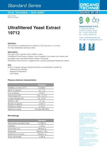 Standard Series Ultrafiltered Yeast Extract 19712 - TekniScience.com