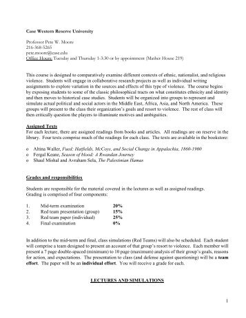 POSC 370/470 - Department of Political Science - Case Western ...