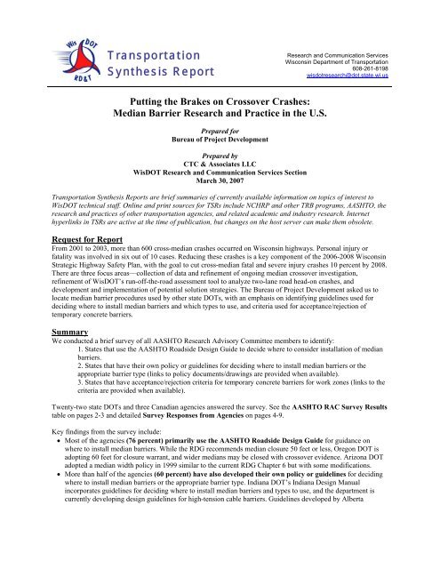 Putting the Brakes on Crossover Crashes: Median Barrier Research ...
