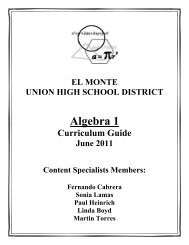 Algebra 1 - El Monte Union High School District